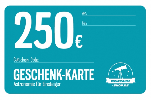 Weltraum-Shop.de Geschenk-Karte im Wert von 250 Euro (per E-Mail)